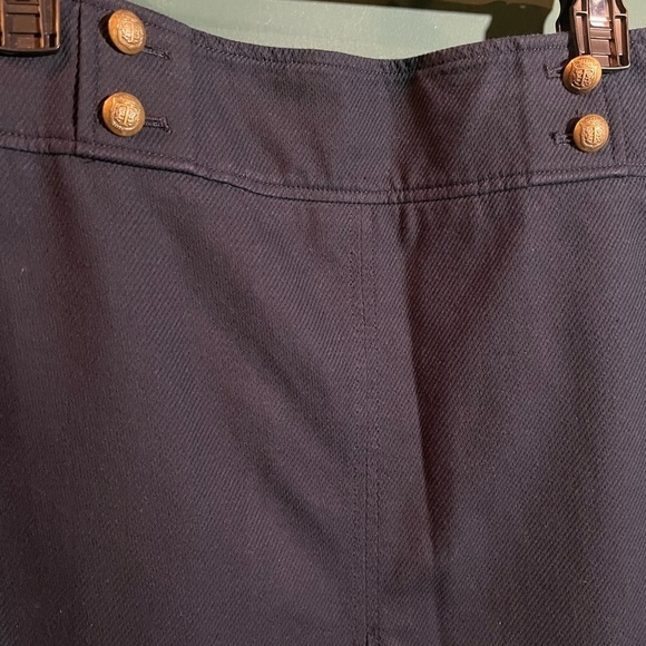 Talbots Navy Nautical Skirt Gold Buttons Split - Picture 3 of 7